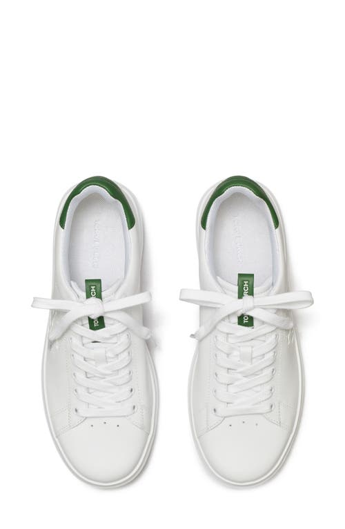 Shop Tory Burch Double T Howell Court Sneaker In White/arugula Green