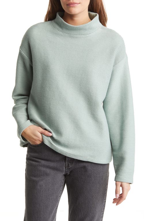 Madewell Mock Neck Drop Shoulder Cotton Sweater in Frosted Sage