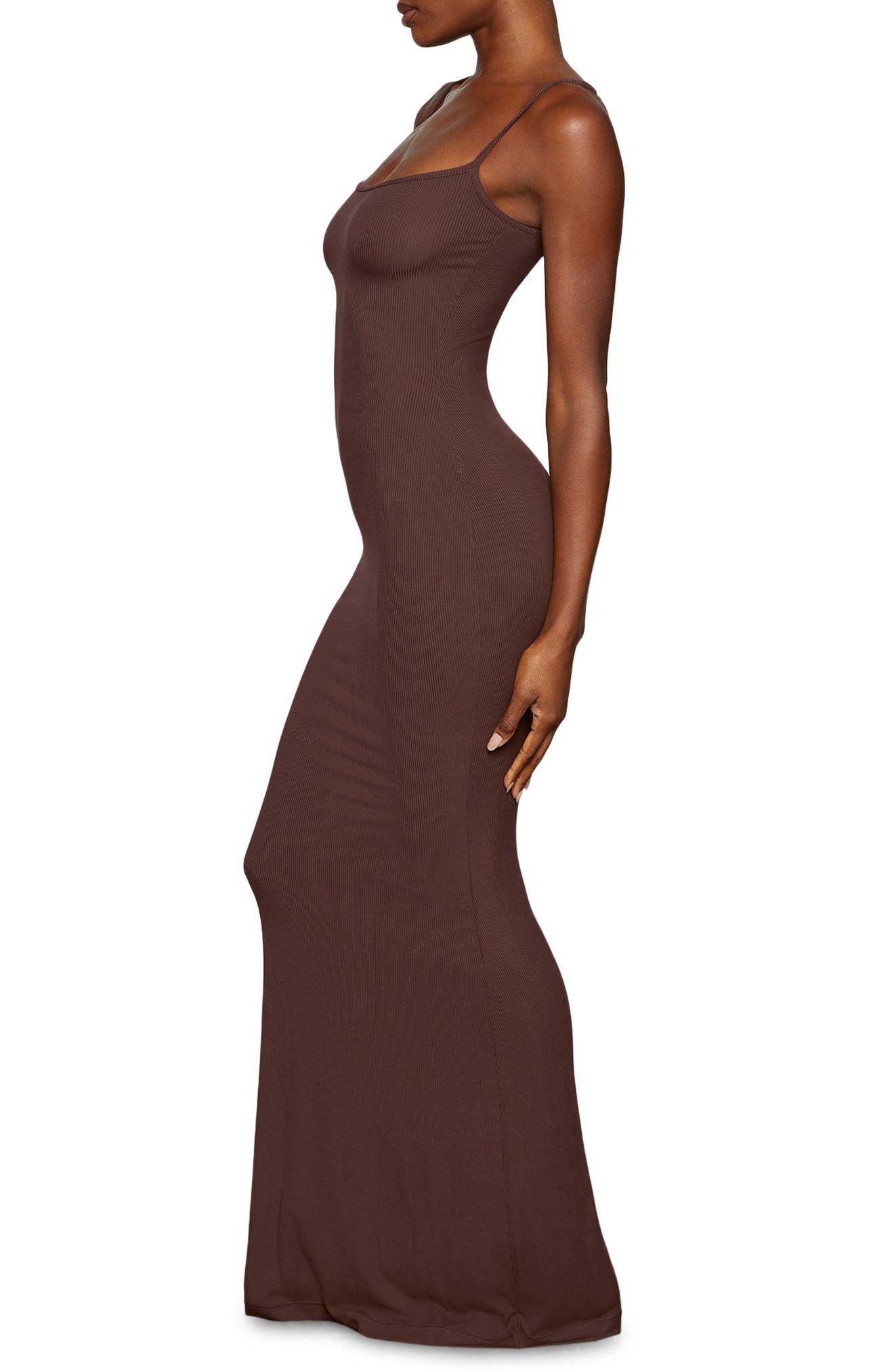 Tan Soft Lounge Shimmer Maxi Dress