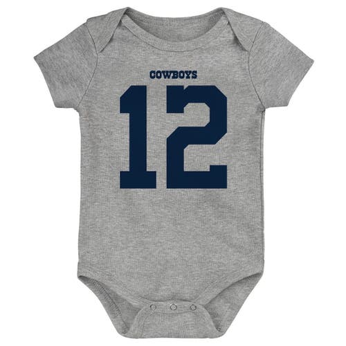 Infant Mitchell & Ness Roger Staubach Heathered Gray Dallas Cowboys Mainliner Retired Player Name & Number Bodysuit in Heather Gray