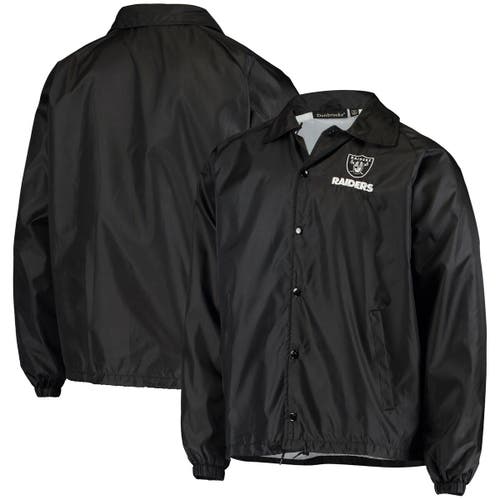 DUNBROOKE Men's Black Las Vegas Raiders Coaches Classic Raglan Full-Snap Windbreaker Jacket