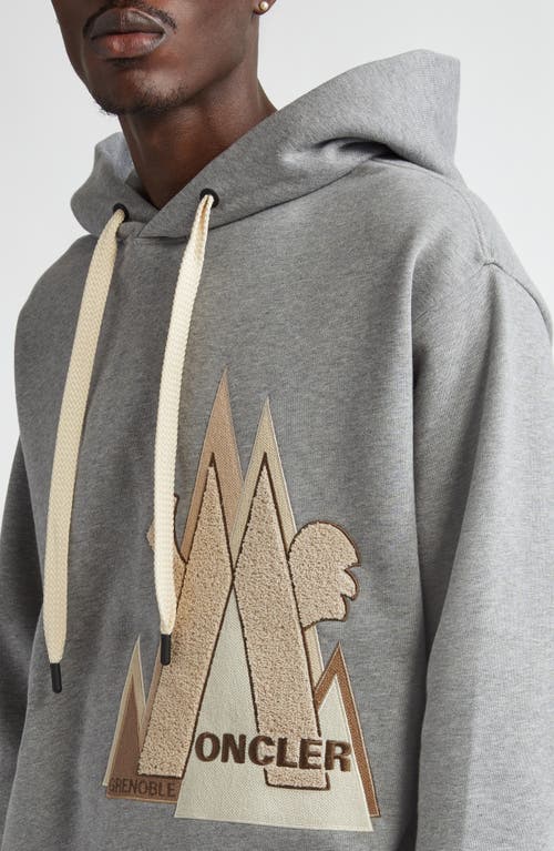 Moncler Cotton Hoodie With Hood And Drawstring In Light Grey