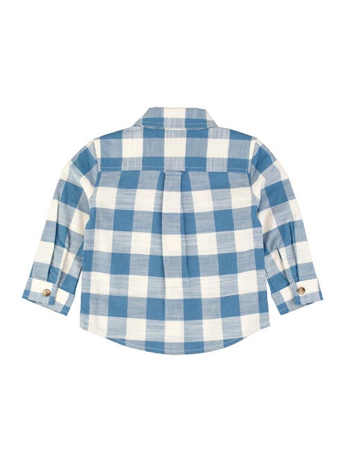 Shop Ruggedbutts Boys Long Sleeve Button Down Shirt In Countryside Blue Plaid