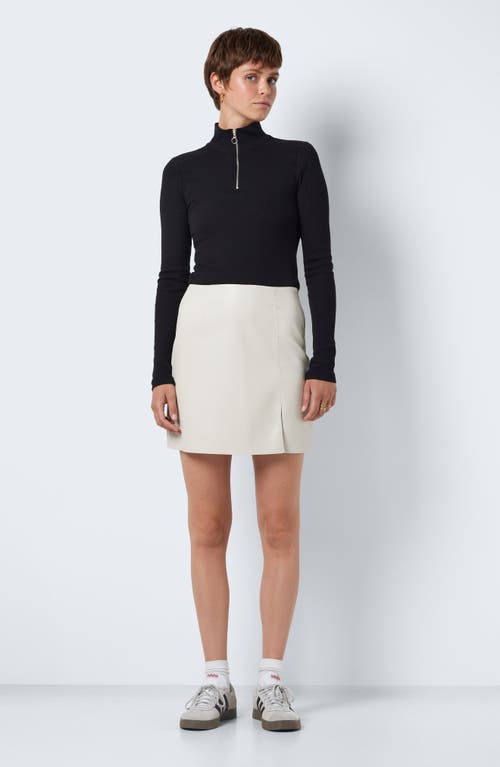 Noisy May Clara Faux Leather Miniskirt In Moonbeam