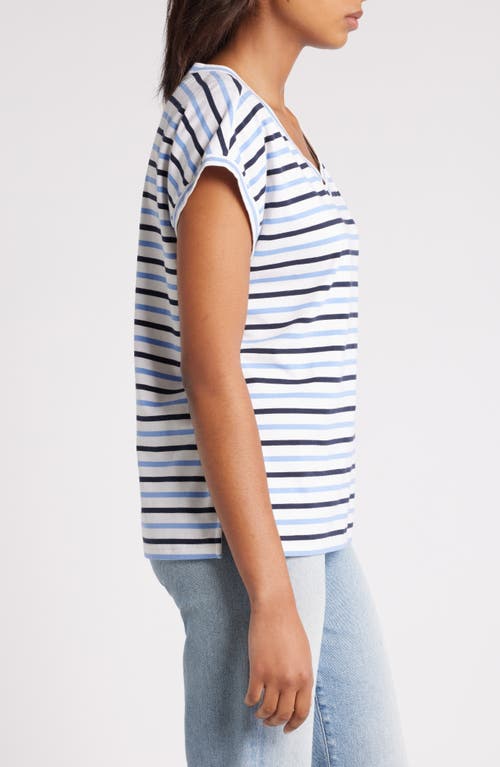 Shop Caslonr Caslon(r) Extended V-neck T-shirt In White/blue Stripe