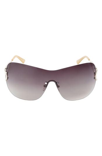 Guess 61mm Shield Sunglasses In Gold/gradient Brown