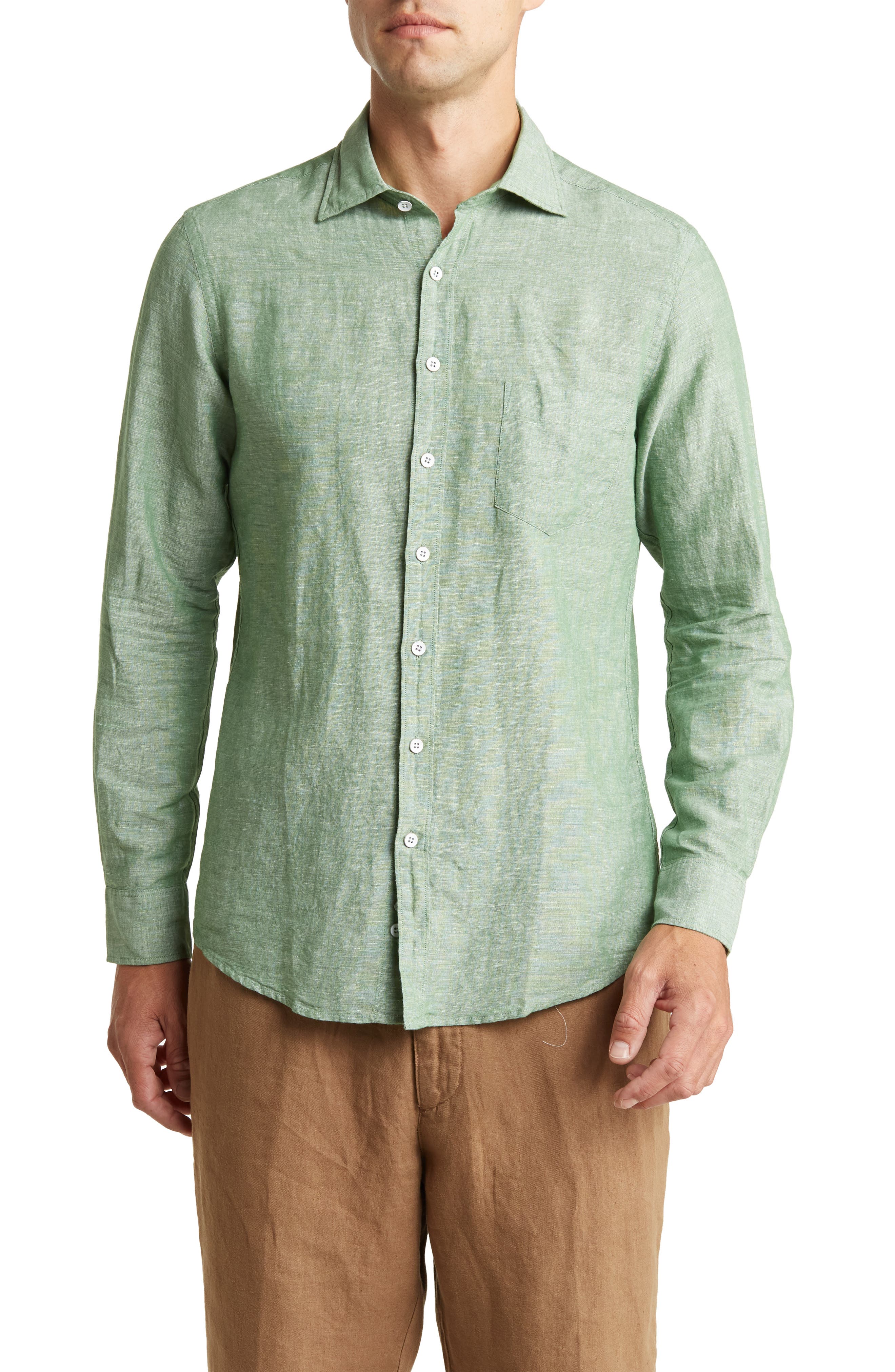 TOM FORD long-sleeve linen blend shirt - Green