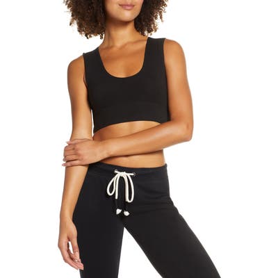 Groceries Apparel Gemini Stretch Organic Cotton Crop Top, Black