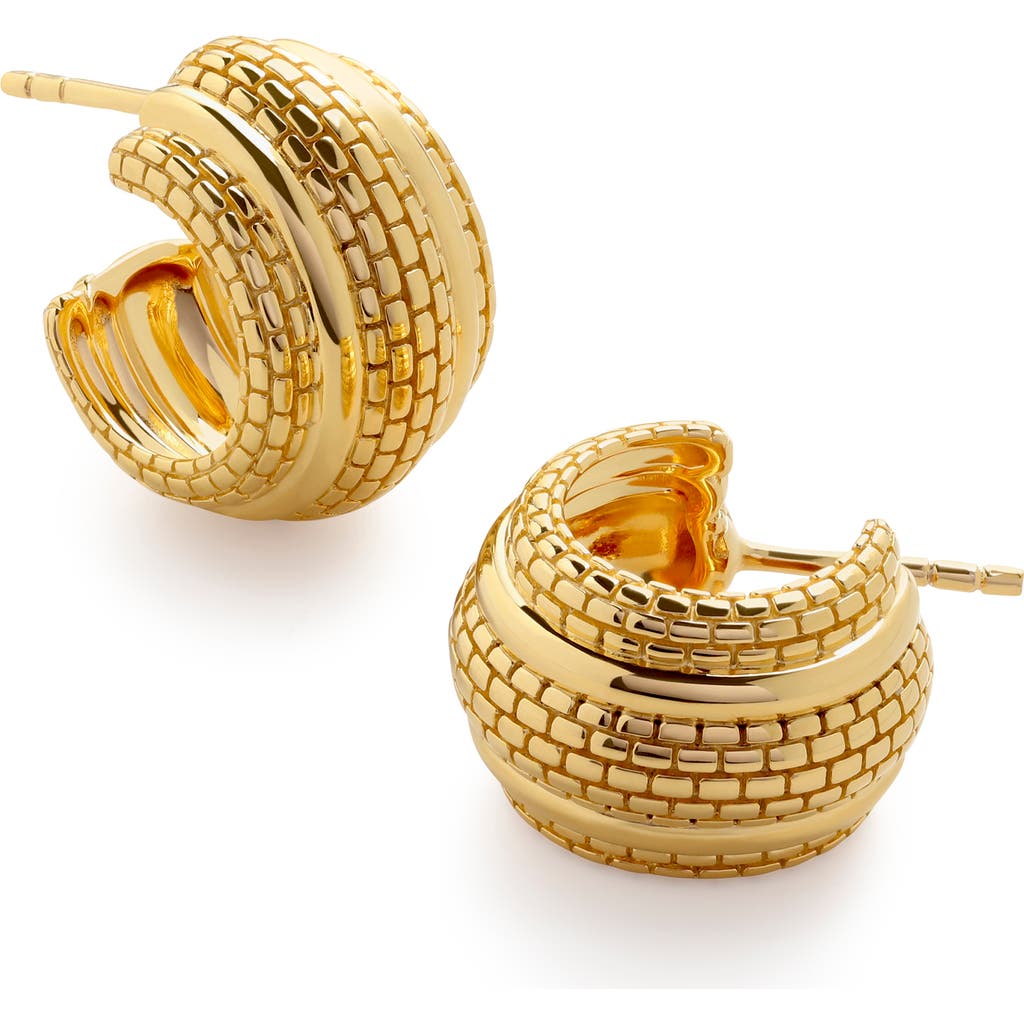 Monica Vinader Heirloom Chunky Huggie Hoop Earrings In 18ct Gold Vermeil