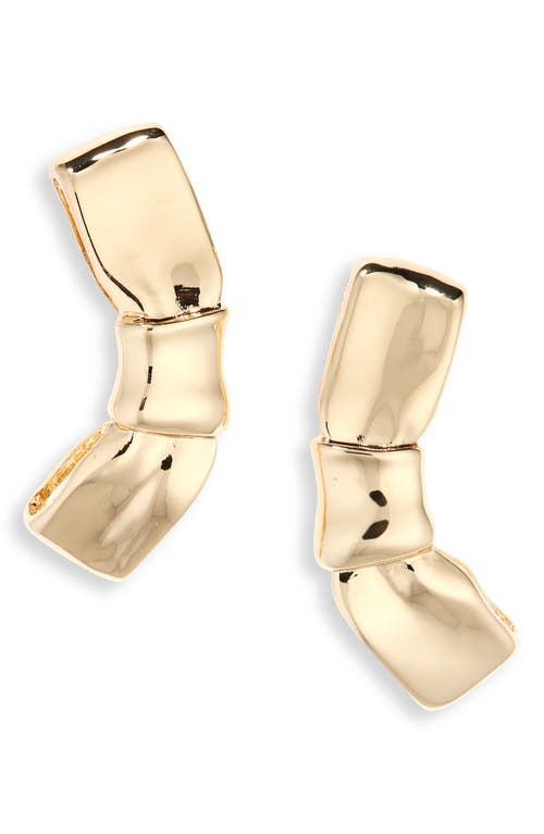 Shop Open Edit Curved Bow Stud Earrings In Gold