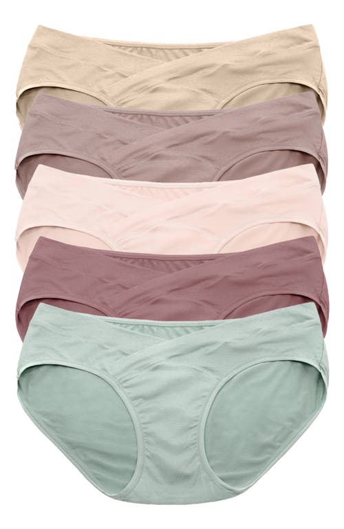 Assorted 5-Pack Under the Bump Full Coverage Maternity Briefs in Pastels