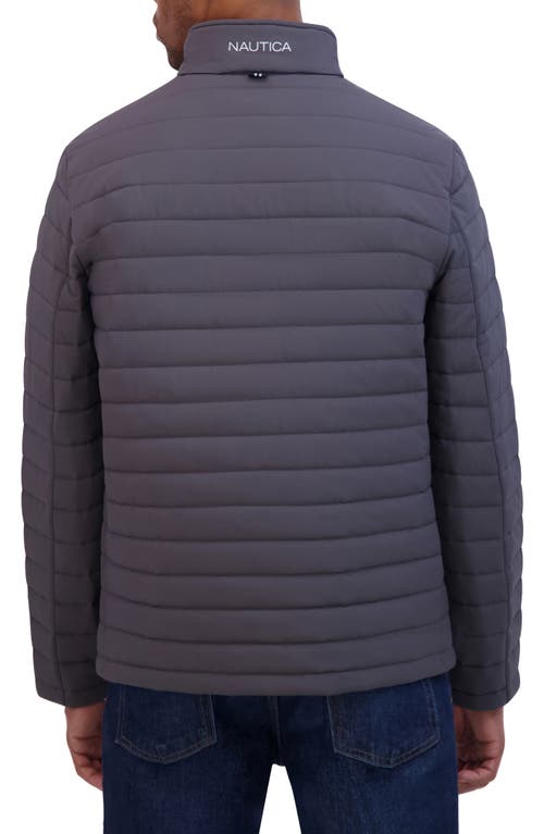 Nautica Water Resistant Quilted Jacket In Metal Grey