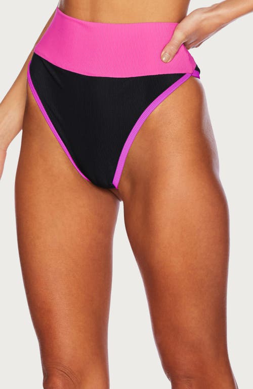 Shop Beach Riot Emmy Colorblock High Waist Bikini Bottoms In Vivid Violet