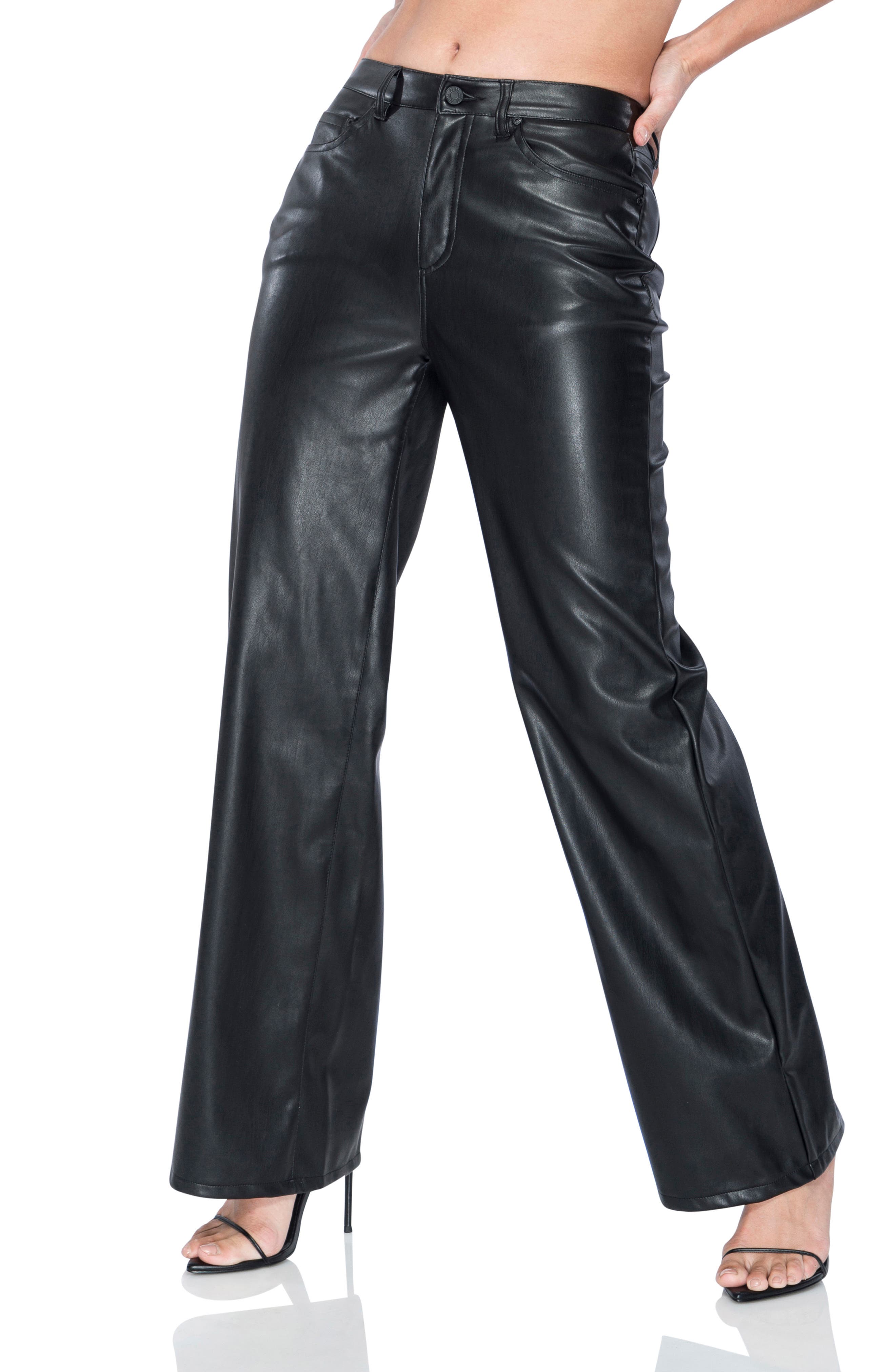 leather straight leg pants