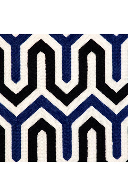 Parkland Collection Machu Embroidered Throw Pillow In Blue White Blue