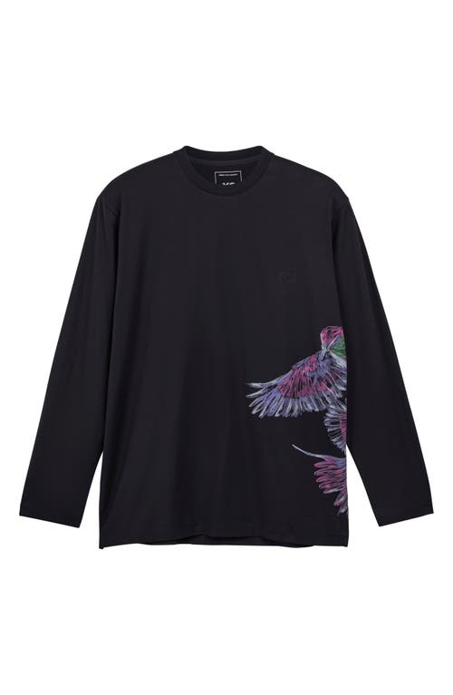 Shop Y-3 Long Sleeve Graphic T-shirt In Black