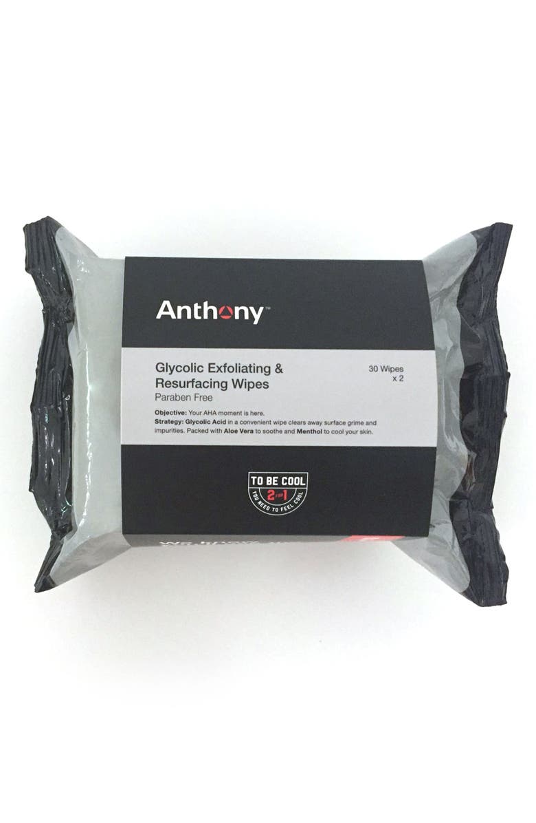 ANTHONY<SUP>™</SUP> Glycolic Exfoliating & Resurfacing Wipes, Main, color, No Color