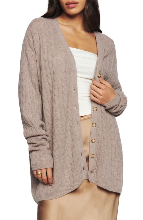 Reformation Giusta Cable Knit Oversize Cashmere Cardigan in Oatmeal