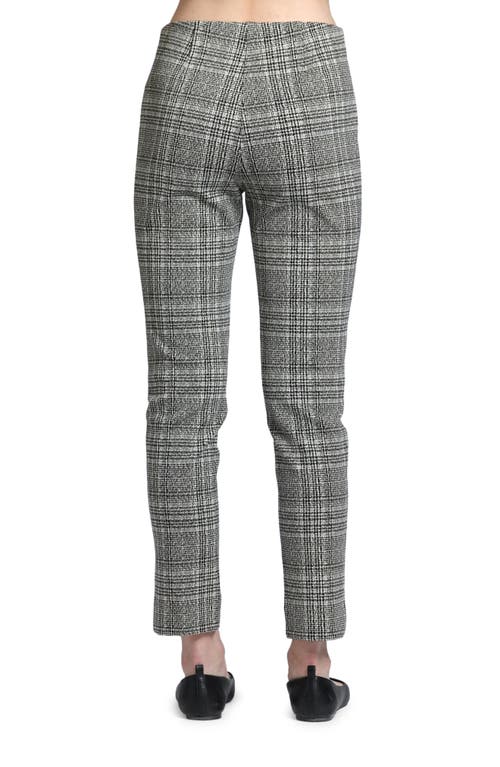 Shop Apny Plaid Split Hem Pull-on Crop Slim Pants In Black/creme