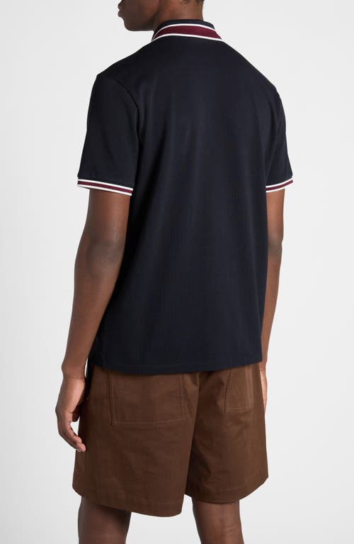 Shop Moncler Tipped Cotton Piqué Polo In Dark Blue