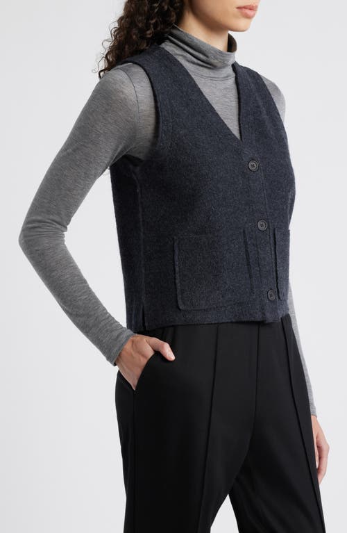 Shop Eileen Fisher Button Front Wool Vest In Char