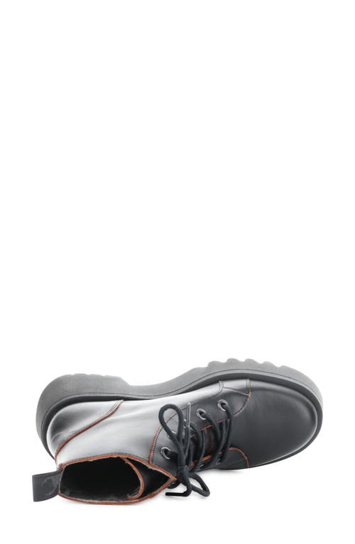 Fly London Metz Combat Boot In Black/ Red Java