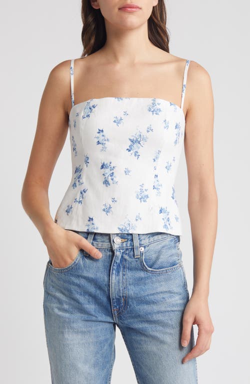 Reformation Overland Floral Linen Camisole In White