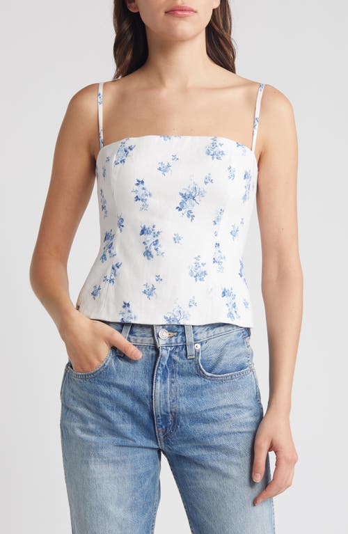 Shop Reformation Overland Floral Linen Camisole In Delicacy