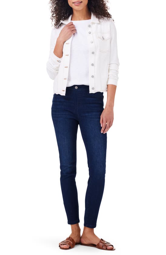 Shop Nzt By Nic+zoe French Terry Trucker Jacket In Paper White