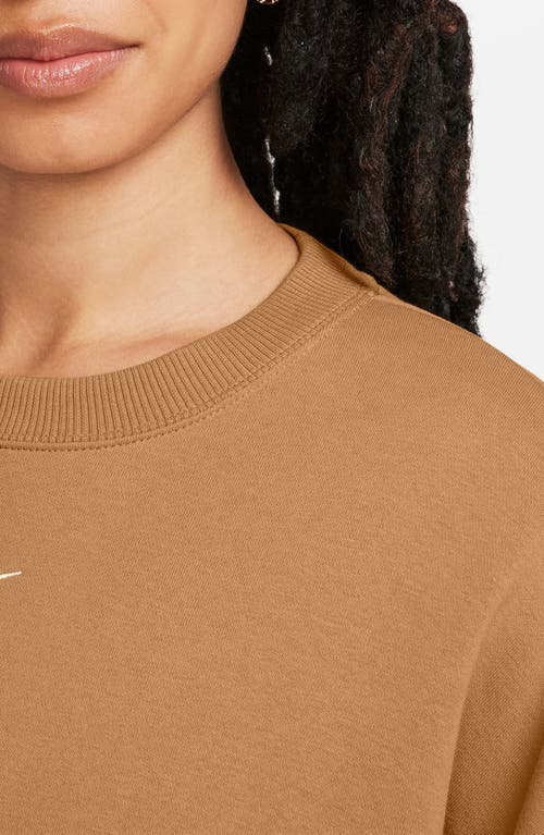 Shop Nike Phoenix Fleece Crewneck Sweatshirt In Flax/sail