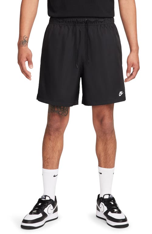 Nike Club Straight-leg Logo-embroidered Cotton-jersey Drawstring Shorts In Black/white