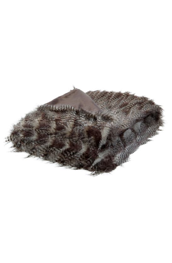 Inspired Home Faux Feather Throw Blanket In Gray