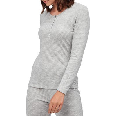 The White Company Spot Sleep Henley Pajama Top, Grey