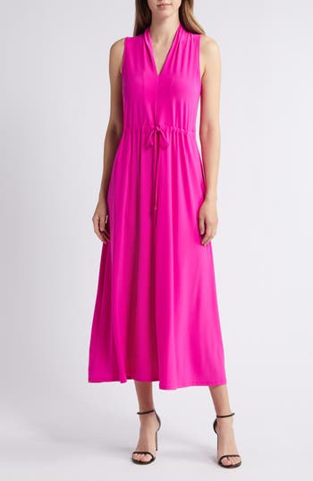 VINCE CAMUTO VINCE CAMUTO DRAWSTRING WAIST MIDI DRESS