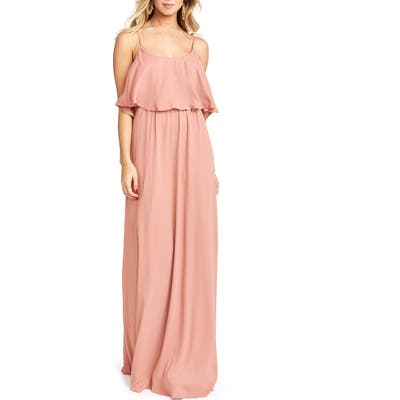 Show Me Your Mumu Caitlin Cold Shoulder Chiffon Gown, Orange