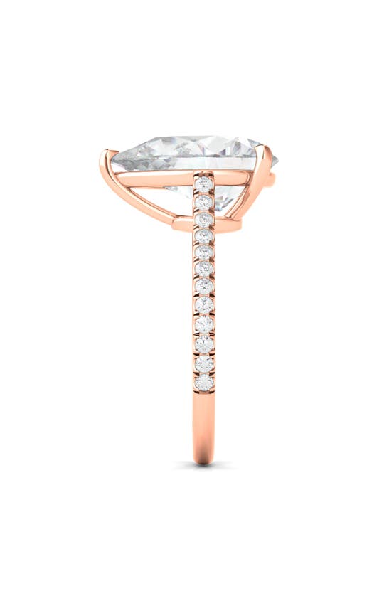Hautecarat 18k White Gold Pear Cut Lab Created Diamond Engagement Ring In 18k Rose Gold