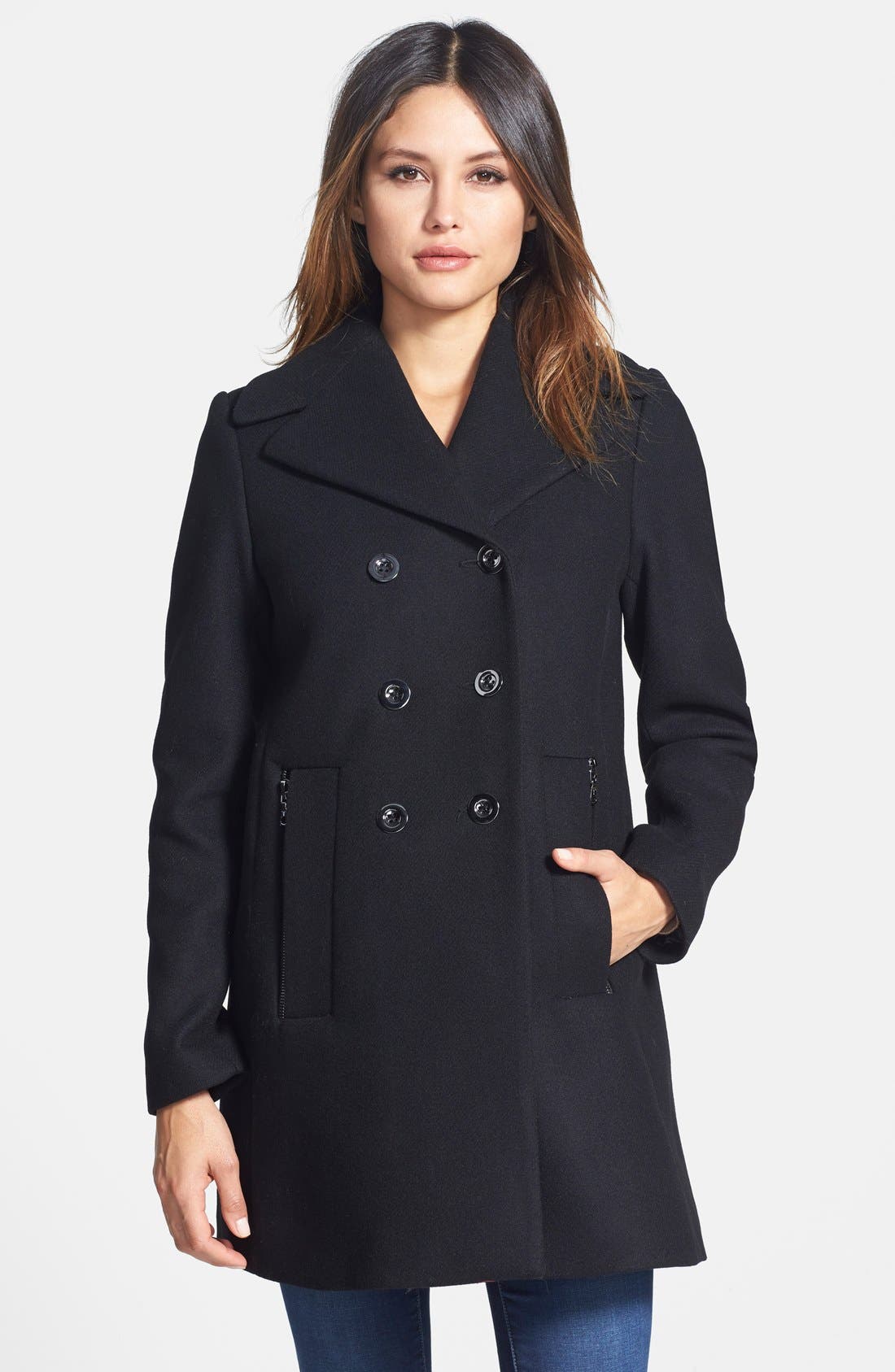 Trina Turk 'Bethany' Wool Blend ALine Peacoat Nordstrom