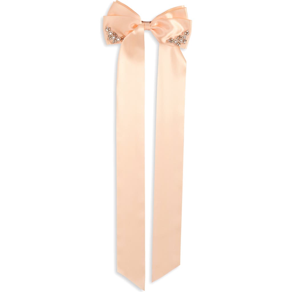 Simone Rocha Embellished Long Bow Hair Clip In Rose/pearl/crystal