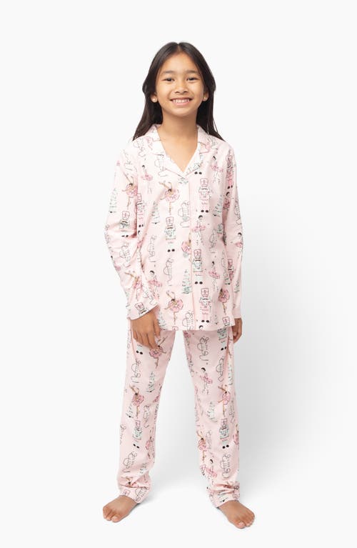 Shop Munki Munki Kids' Holiday Nutcracker Flannel Two-piece Pajamas In Pink