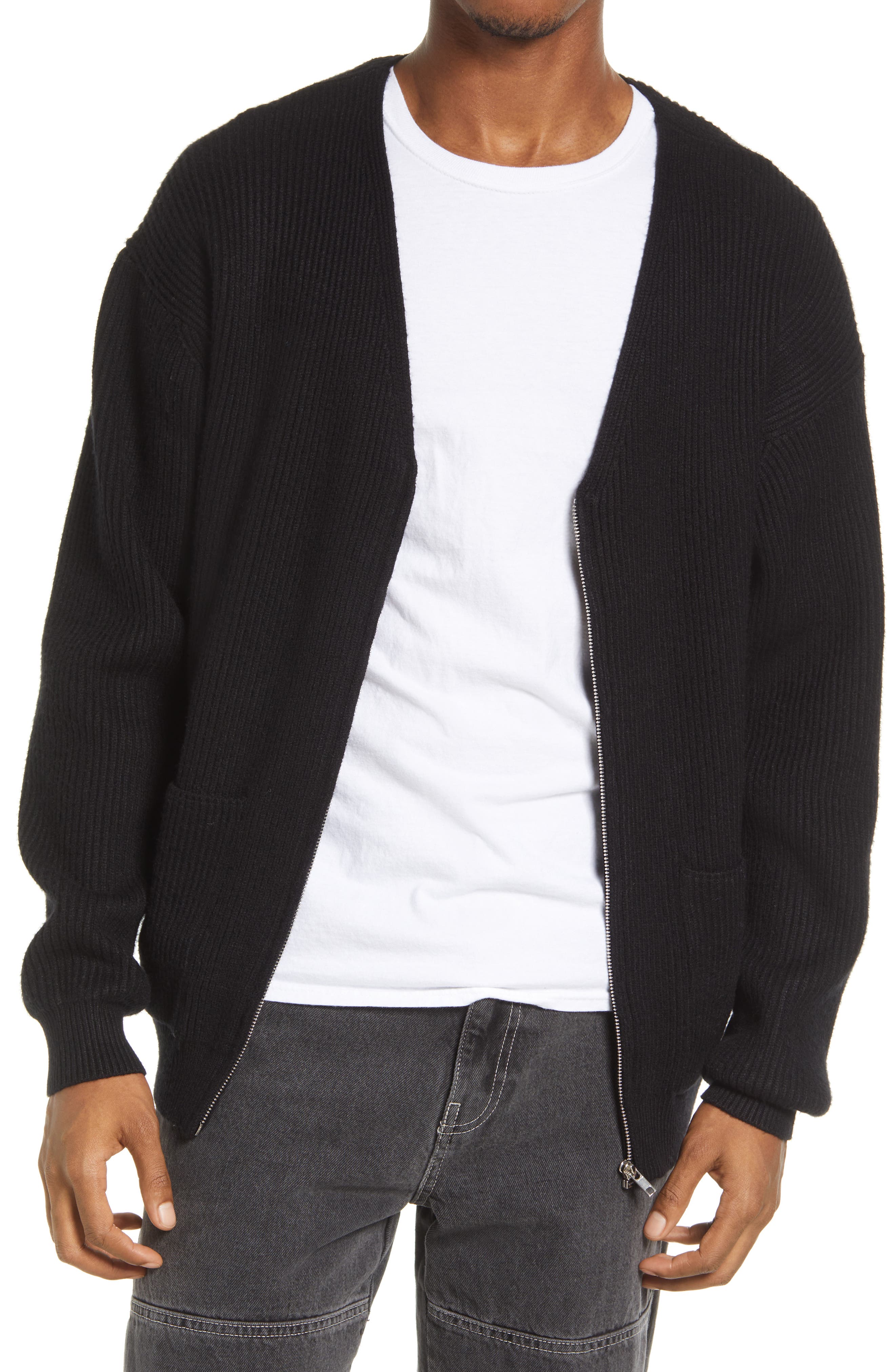 black mens cardigan