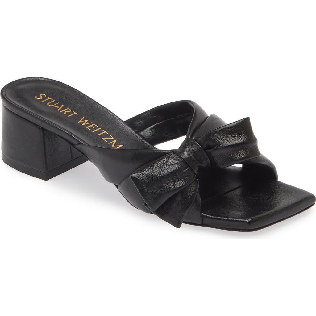 Stuart Weitzman Sofia Bow Sandal In Black Leather