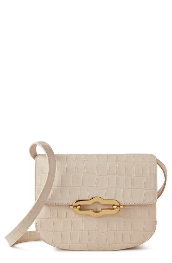 Shop Mulberry Pimlico Shiny Croc Embossed Leather Satchel In Eggshell