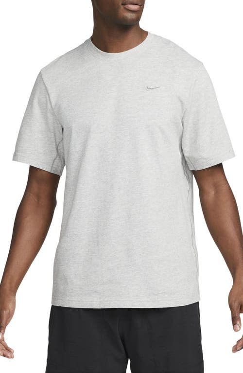 Nike Men's Primary Dri-fit Short-sleeve Versatile Top In Grey Heather/smoke Grey