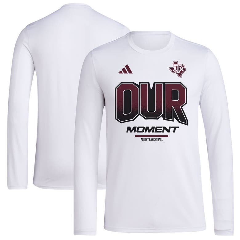 Shop Adidas Originals Unisex Adidas  White Texas A&m Aggies 2024 On-court Bench Our Moment Long Sleeve T-shirt