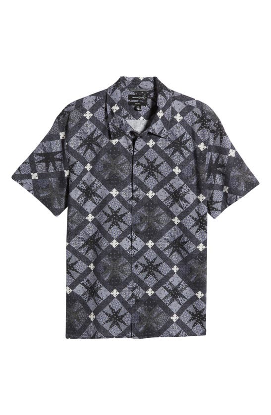 Shop Treasure & Bond Sun Quilt Camp Shirt In Navy- Ivory Sun Quilt