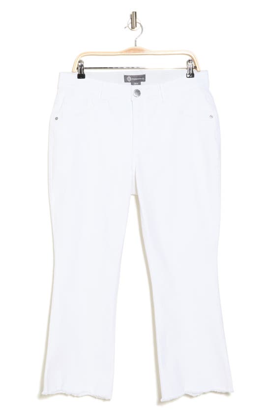 Shop Democracy Destroyed Scallop Barely Bootcut Jeans In Optic White