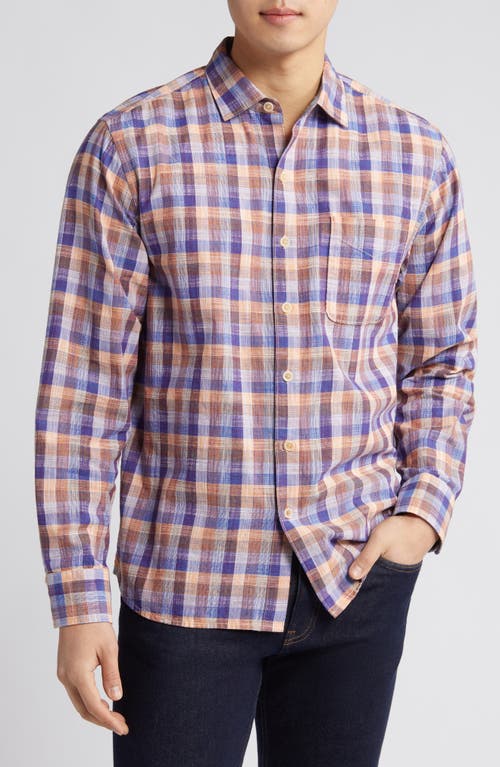 Tommy Bahama Sand Dune Check Woven Cotton Button-Up Shirt Guava Ice at Nordstrom,