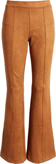 Spanx Faux Suede Flared Pants in Color Rich Carmel