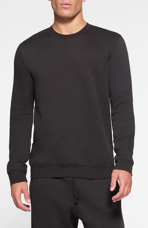 Skims Cotton Blend Crewneck Sweatshirt In Washed Onyx