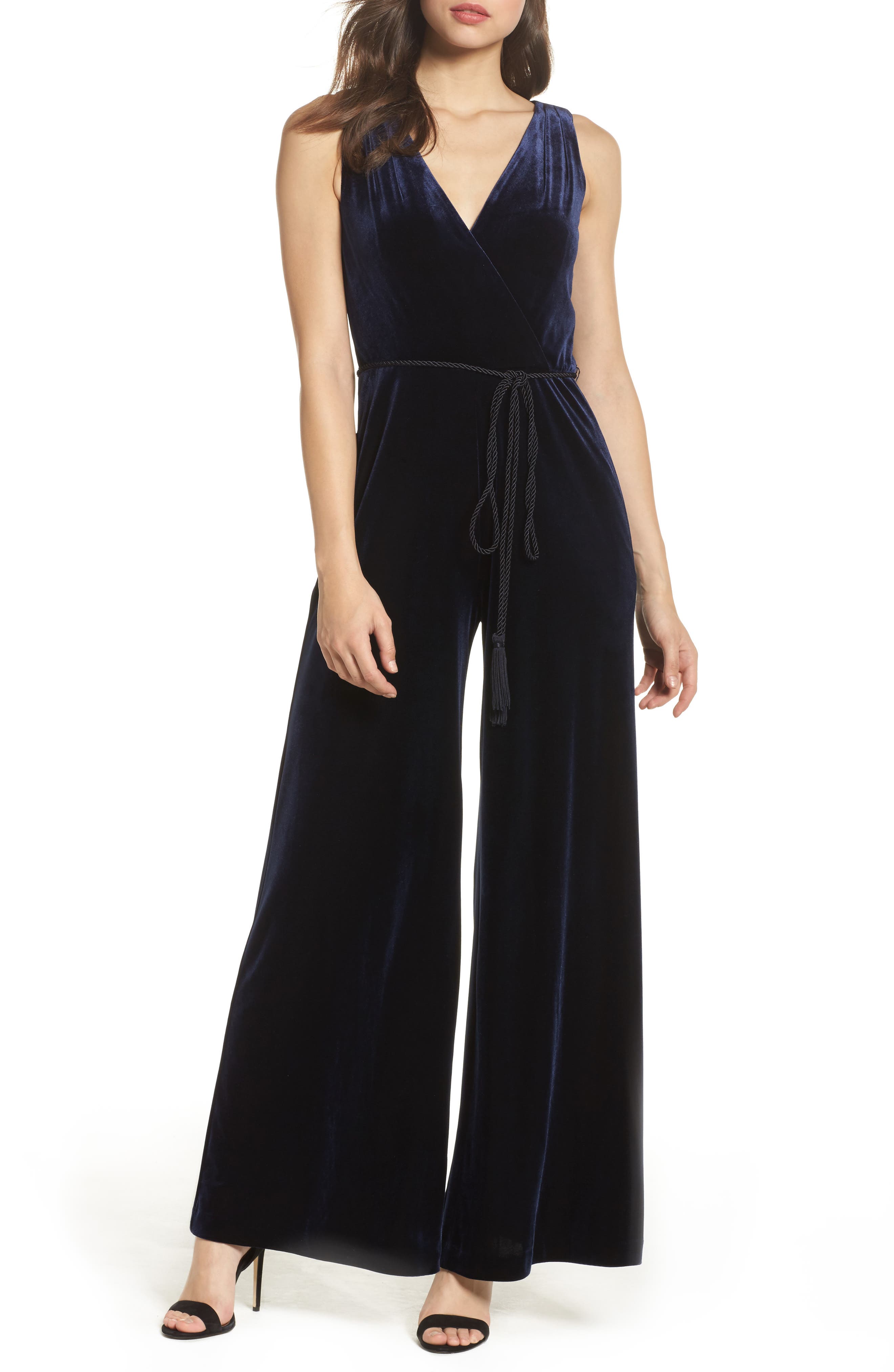 eliza j velvet jumpsuit